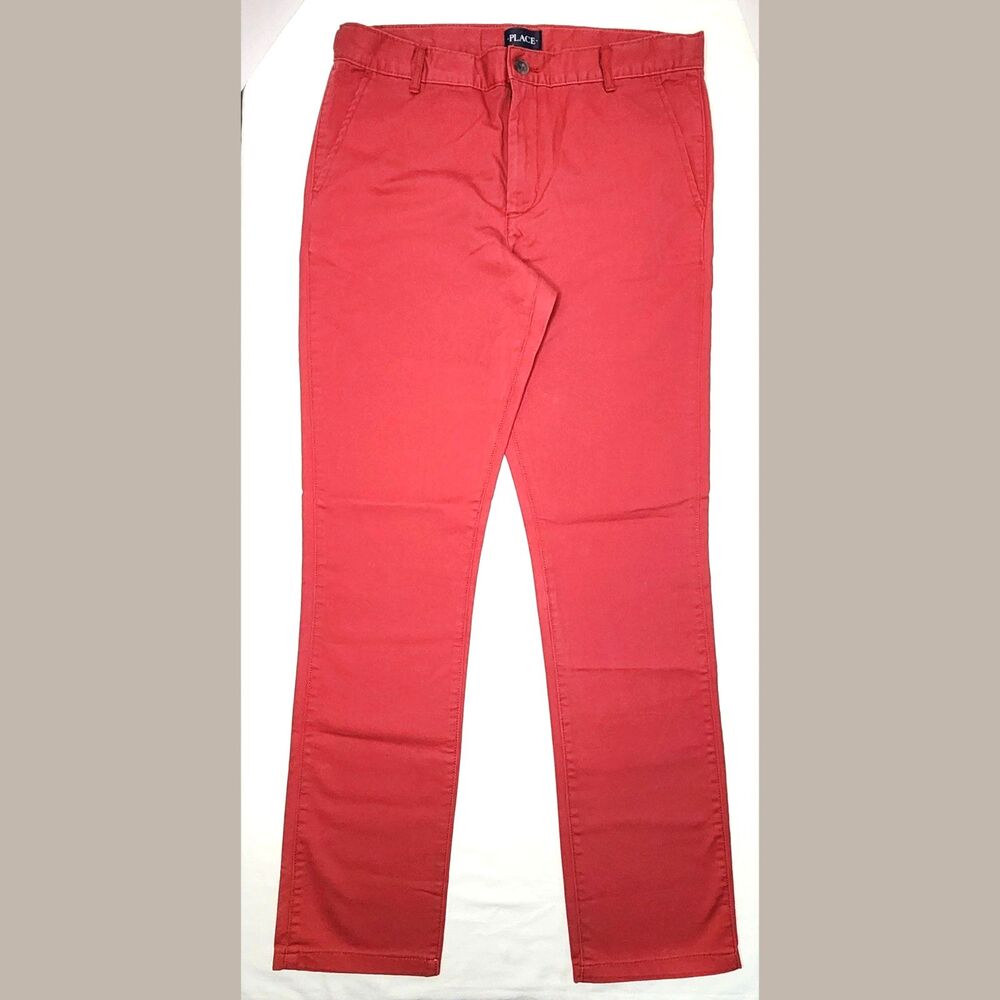 The Children's Place Boys Red Chino Pants Size 18 NWT Adjustable Waist